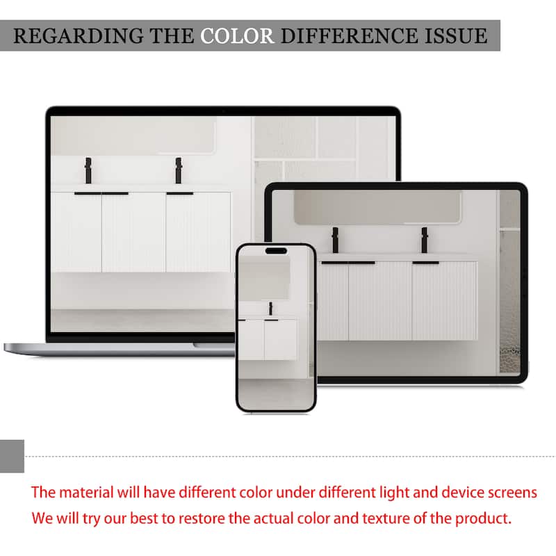 Modern 48 Inch Wall Mounted Bathroom Vanity Base with Soft-Close Doors, Cabinet Only without Sink