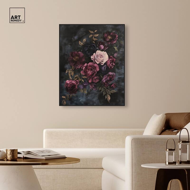 Vintage Dark Roses Canvas by Art Remedy