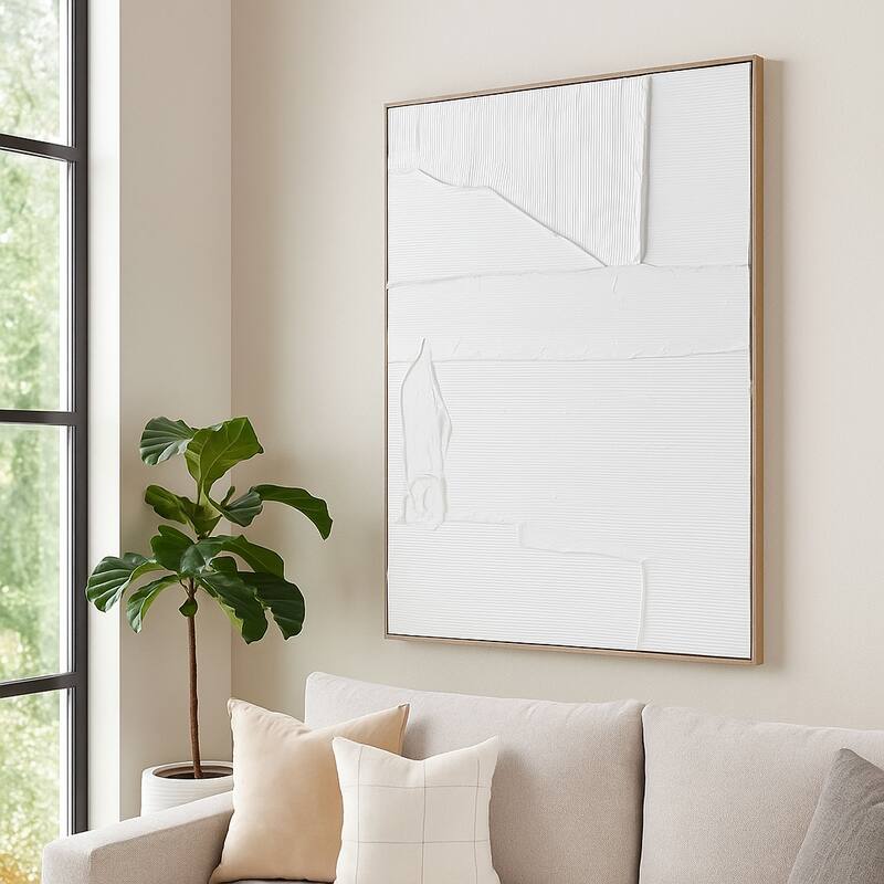 Decorative Textured Lines Wall Art Decor - 48", White