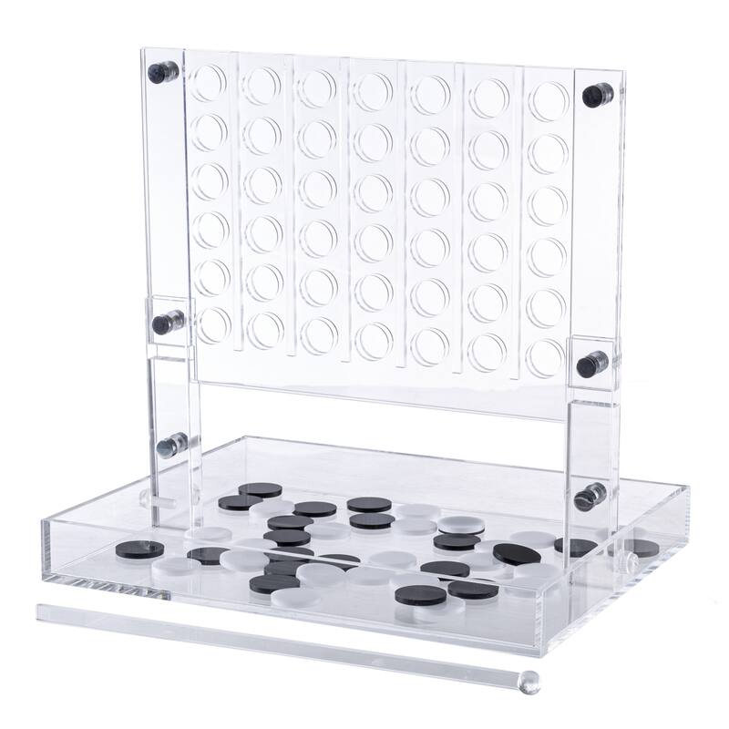 Acrylic 4 in a Row Game – Fun Strategy Game and Tabletop Decoration by Trademark Games (Black and White)