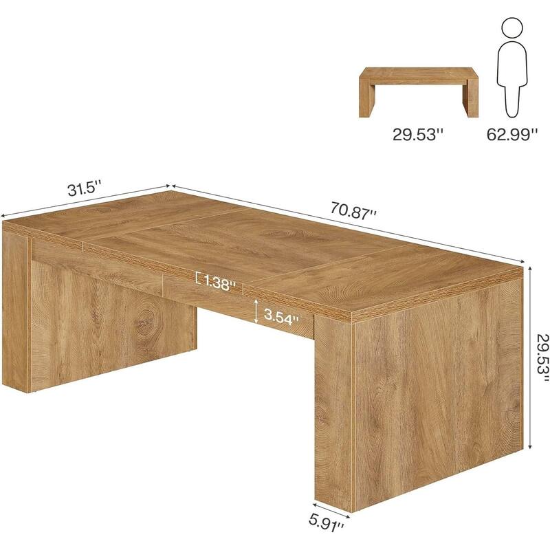 70.86-Inch Rectangular Dining Table for 6-8, Farmhouse Wooden Kitchen Table