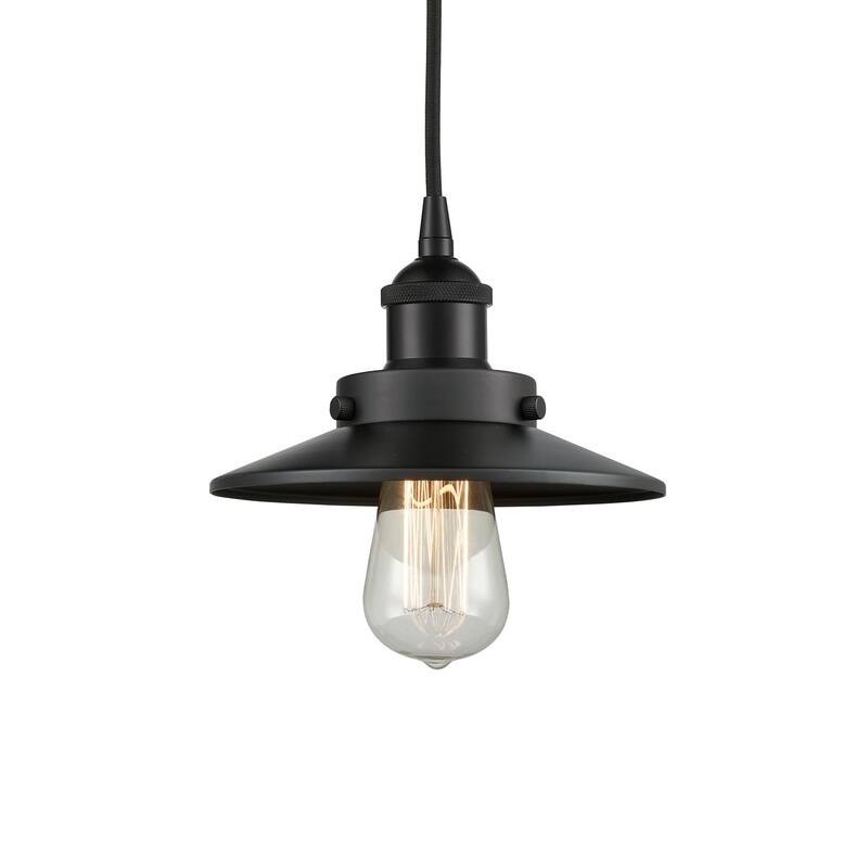 Innovations Lighting 616-1PH-6-8 Railroad Pendant Railroad 8" Wide - Matte Black / Matte Black
