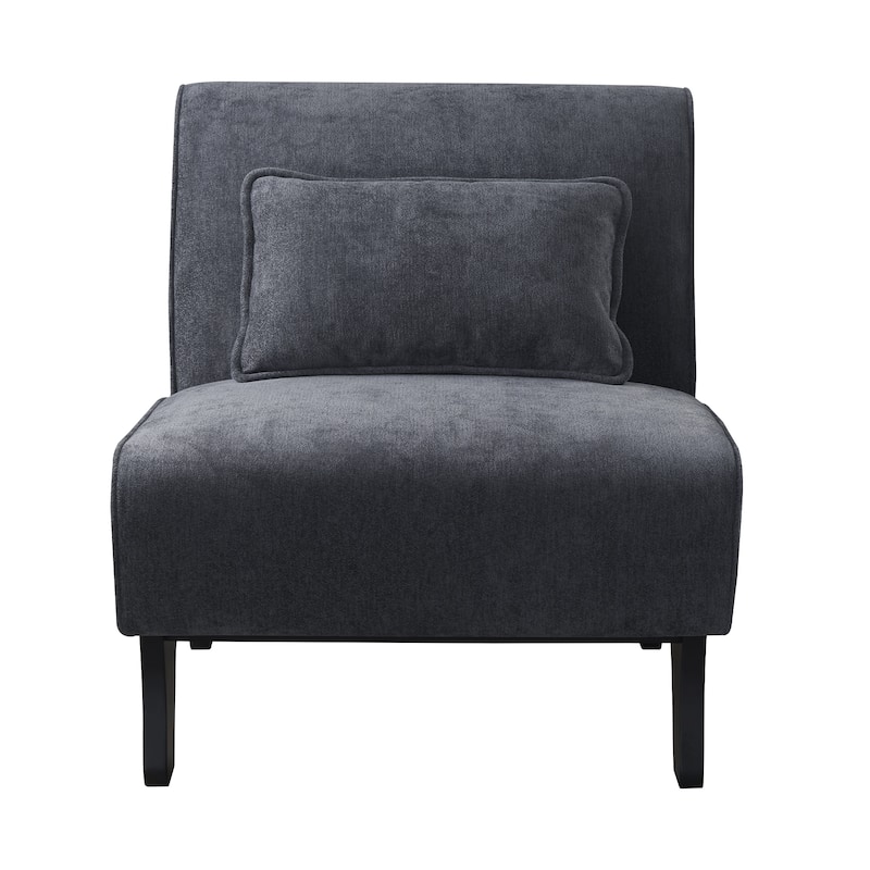 Huimo Modern armless chair with thick cushions and black wooden legs - Grey