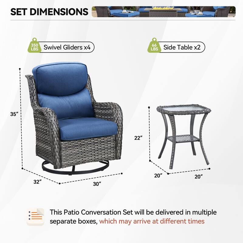 Pocassy Outdoor Swivel Chairs Patio Furniture Set