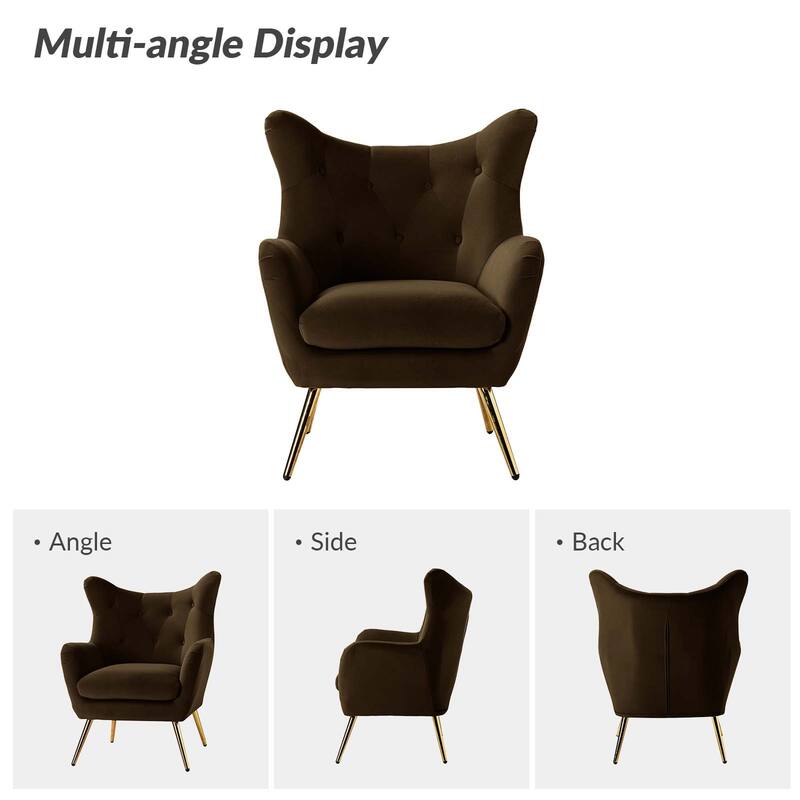 Eusebio Modern Velvet Accent Chair with Tufted Wingback for Living Room Set of 2 by HULALA HOME