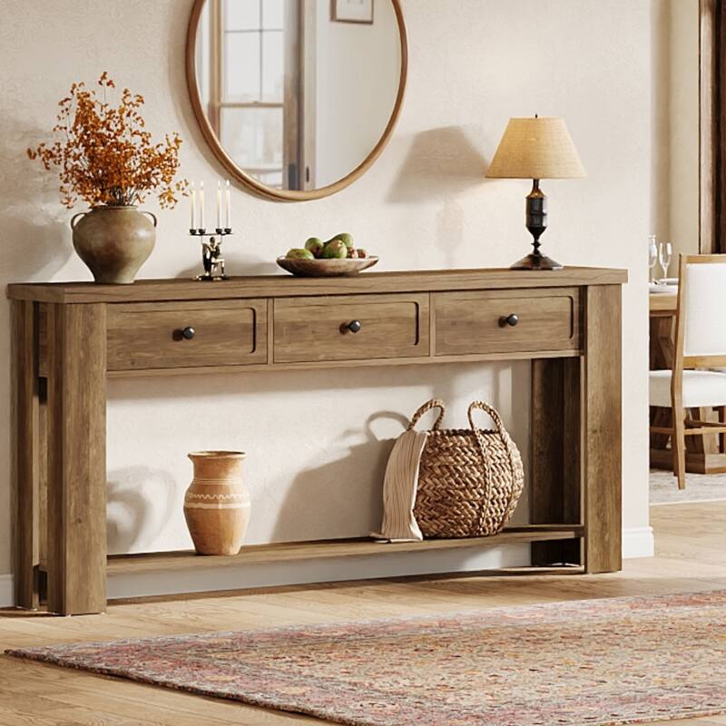 70.9 Inch Extra Long Console Table with 3 Drawers for Entryway, Farmhouse Wood Sofa Table Behind the Couch