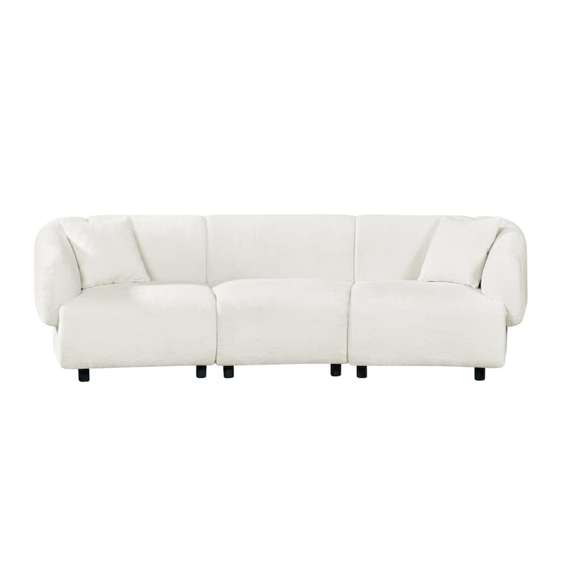 Christopher Knight Home - Hulk Curved Boucle 3-Seat Sofa with Sturdy Wooden Frame