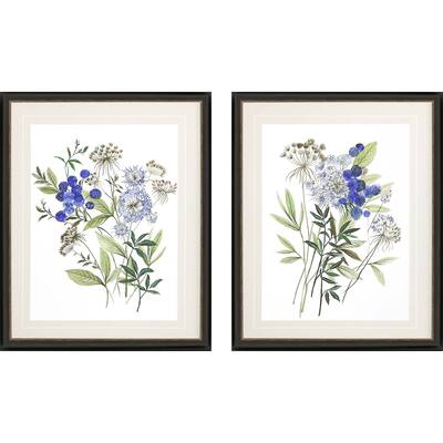 Botana S/2 Framed Art Giclee Under Glass - Blue