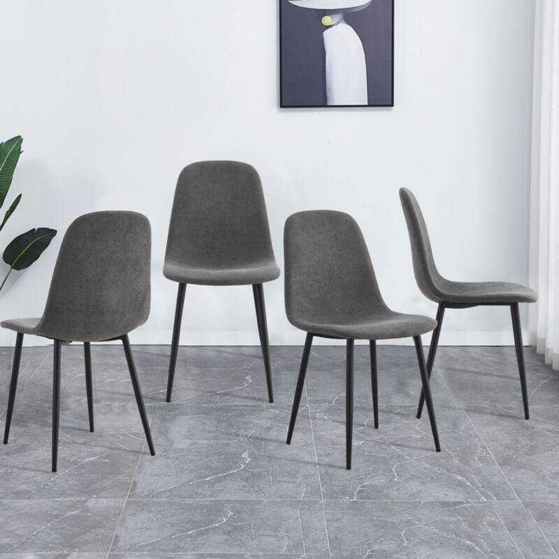 Velvet Dining Chairs Set of 4 Arc Accent Chair Dark Gray Side Chair
