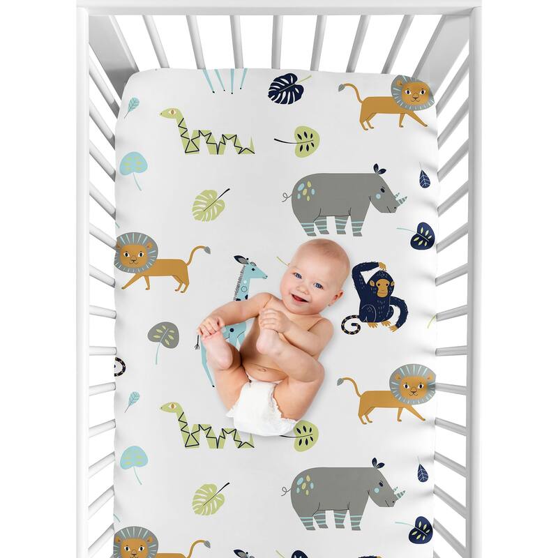 Sweet Jojo Designs Fitted Crib Sheet for the Mod Jungle Collection