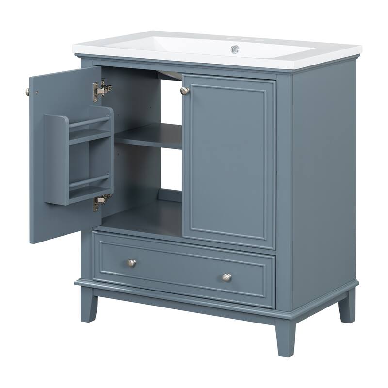 30" Bathroom Vanity with Sink Combo, Multi-functional Bathroom Cabinet with Doors and Drawer, Solid Frame and MDF Board