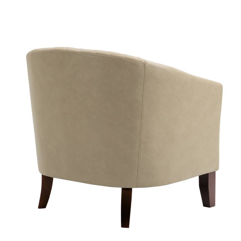 Modern Armchair Faux Leather Nailhead Trim Swivel Accent Chair
