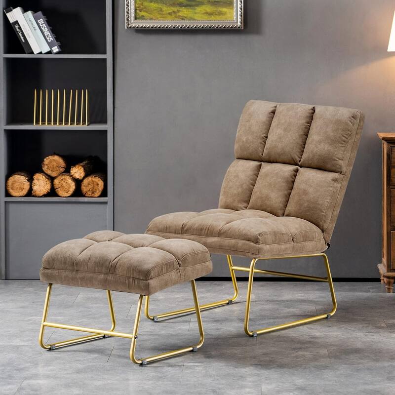 Mcombo Accent Chair with Ottoman, Lounge Sofa Couch,4013 - Beige