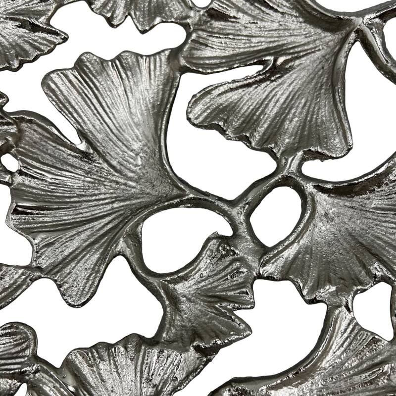 15 Inch Wide Decorative Handmade Aluminum Ginkgo Leaf Bowl - 14.5 x 14.5 x 4 in