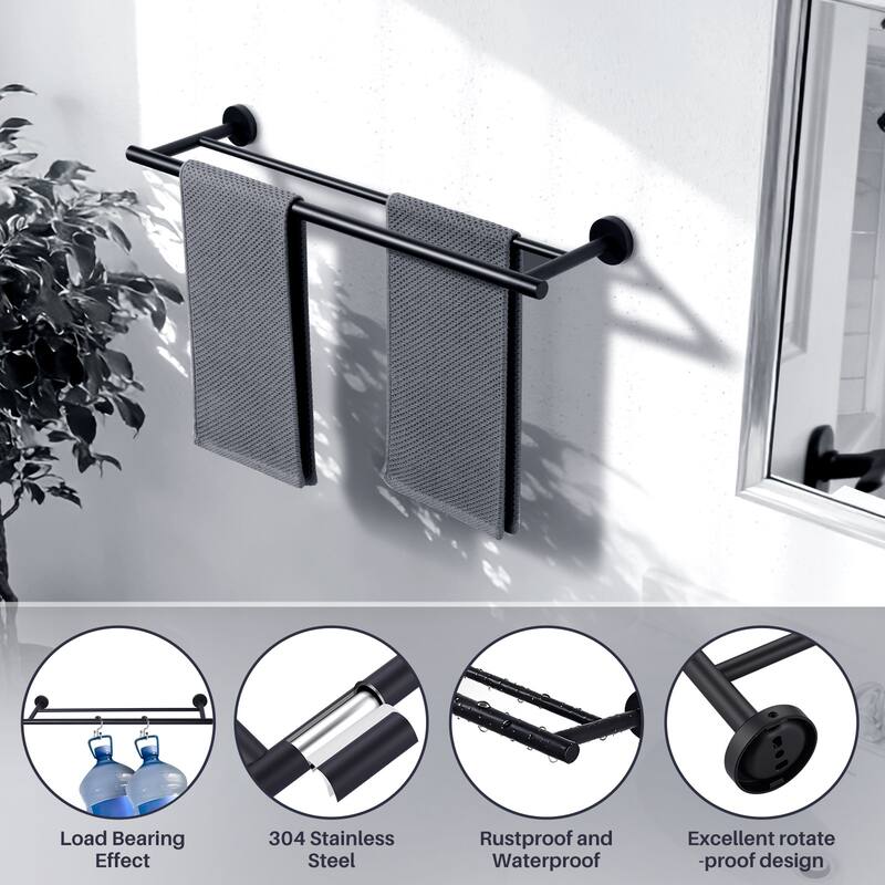 WOWOW Wall Mounted Stainless Steel Double Towel Bar