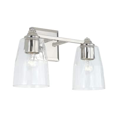 Laurent Polished Nickel Bath/ Vanity Fixture w/ Clear Glass & Crystal Finials