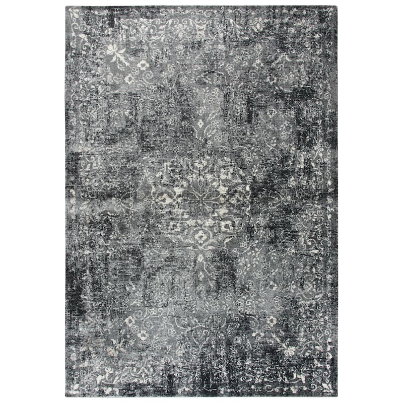Alora Decor Swagger Black, Grey, and Ivory Persian-style Medallion Rug - 9'10" x 12'6" - Dark Grey/Ivory