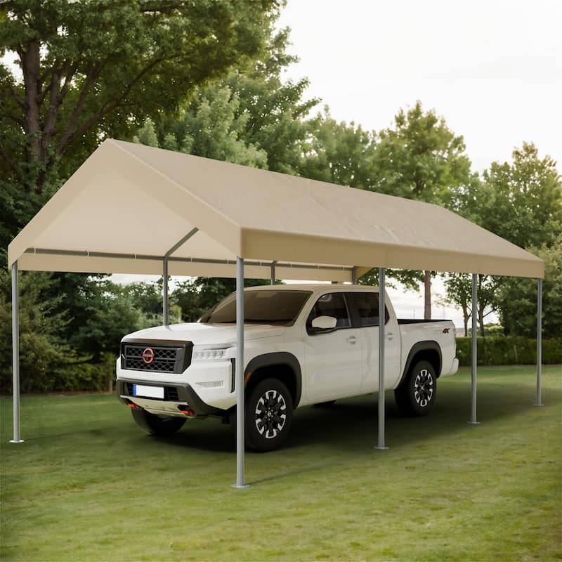 Futzca 10x20ft Heavy Duty Carport with UV Resistant Canopy - N/A
