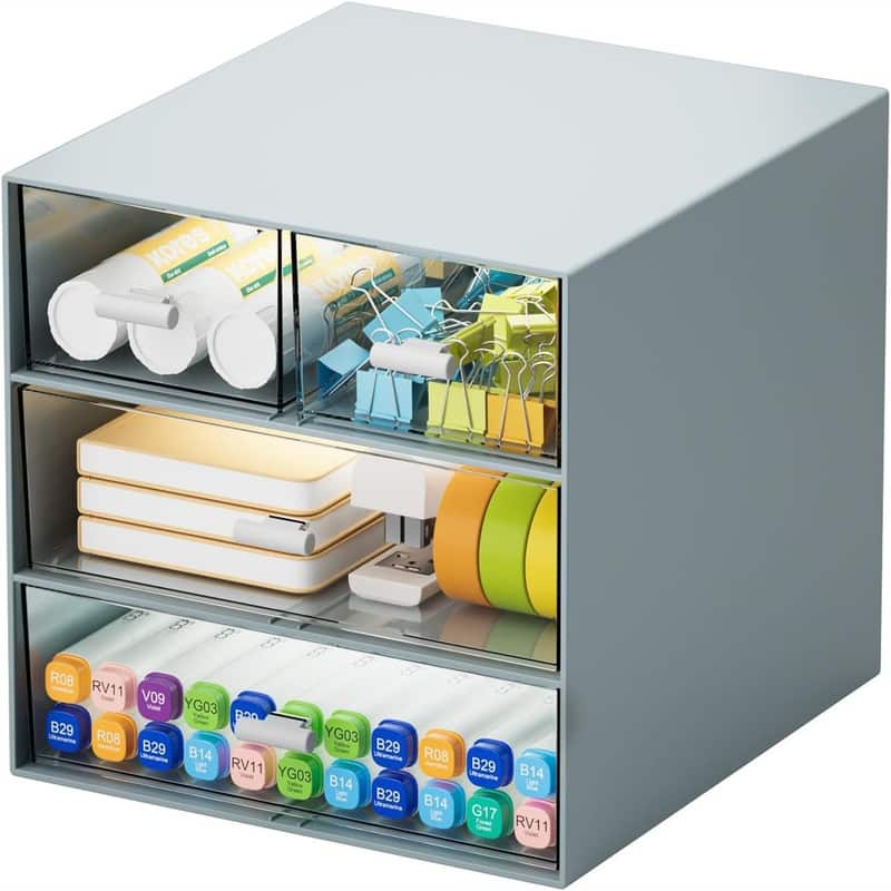 Desk Organizer with 4 Drawers - 9.05"D x 6.69"W x 2.09"H