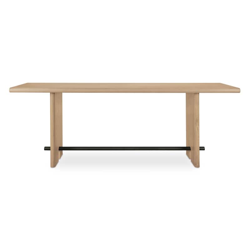 NADAAL STUDIOS Thornefield Console Table, Bullnose Edge Oak with Metal Spreader Bar, Natural Finish