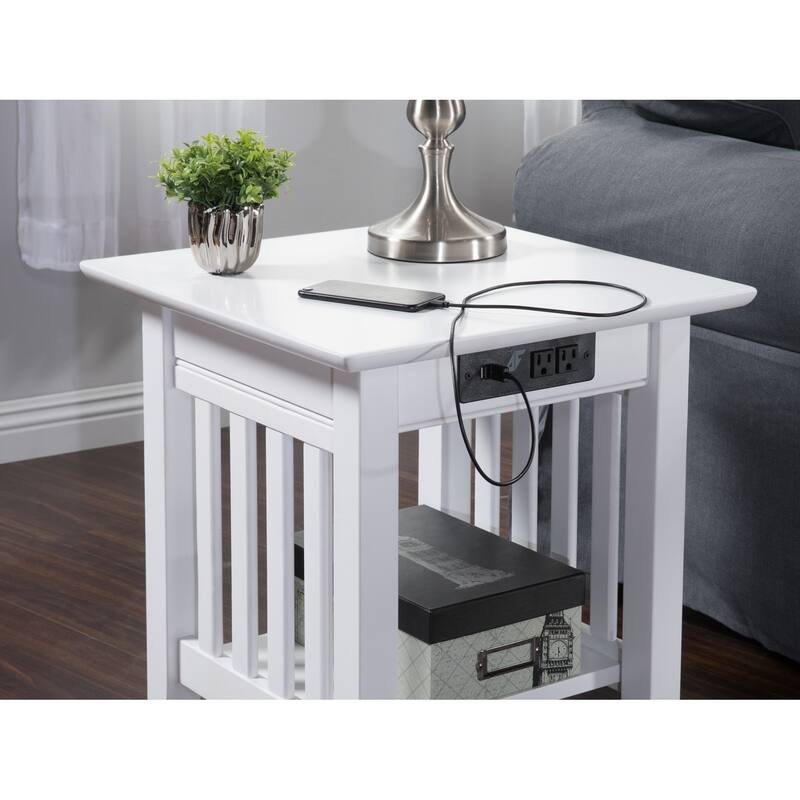AFI Mission End Table Set of 2 with Built-in Charger