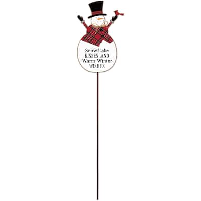 Plaid Snowman Plant Pick -Set of 2