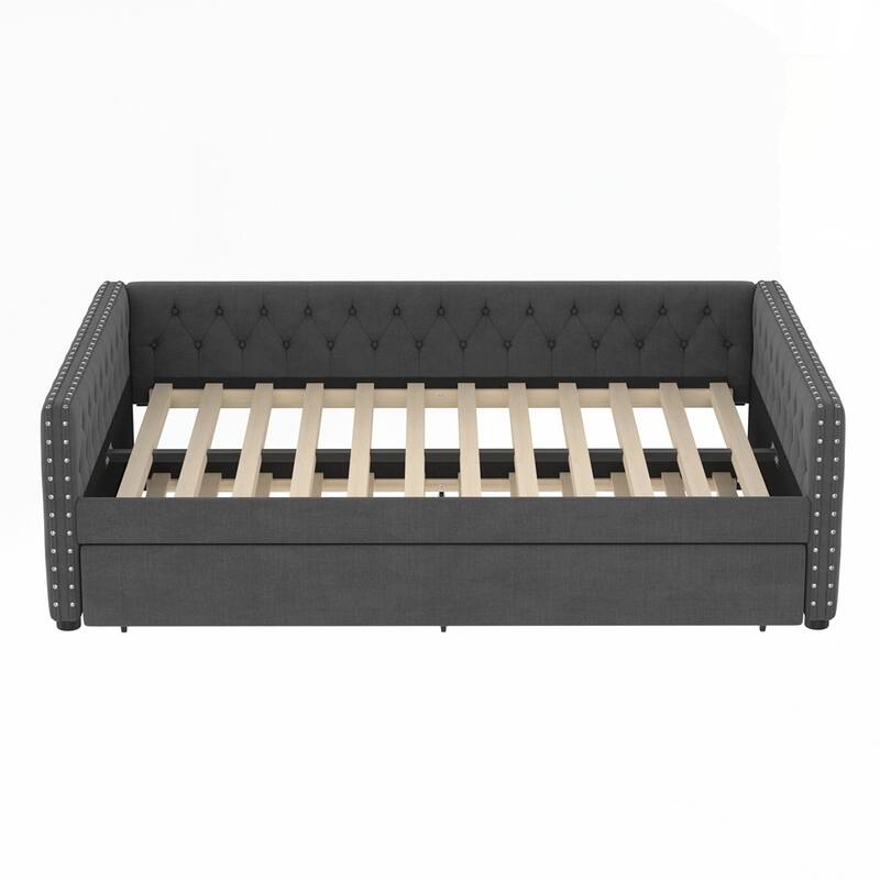 Upholstered Tufted Sofa Bed with Trundle