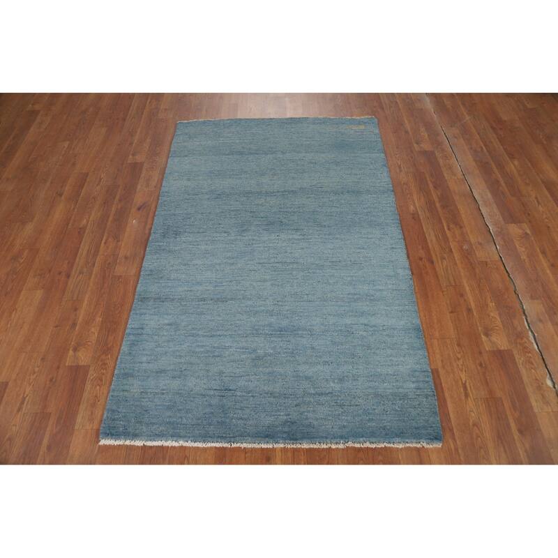 Modern Gabbeh Oriental Foyer Rug Blue Handmade Wool Carpet - 3'3"x 5'0"