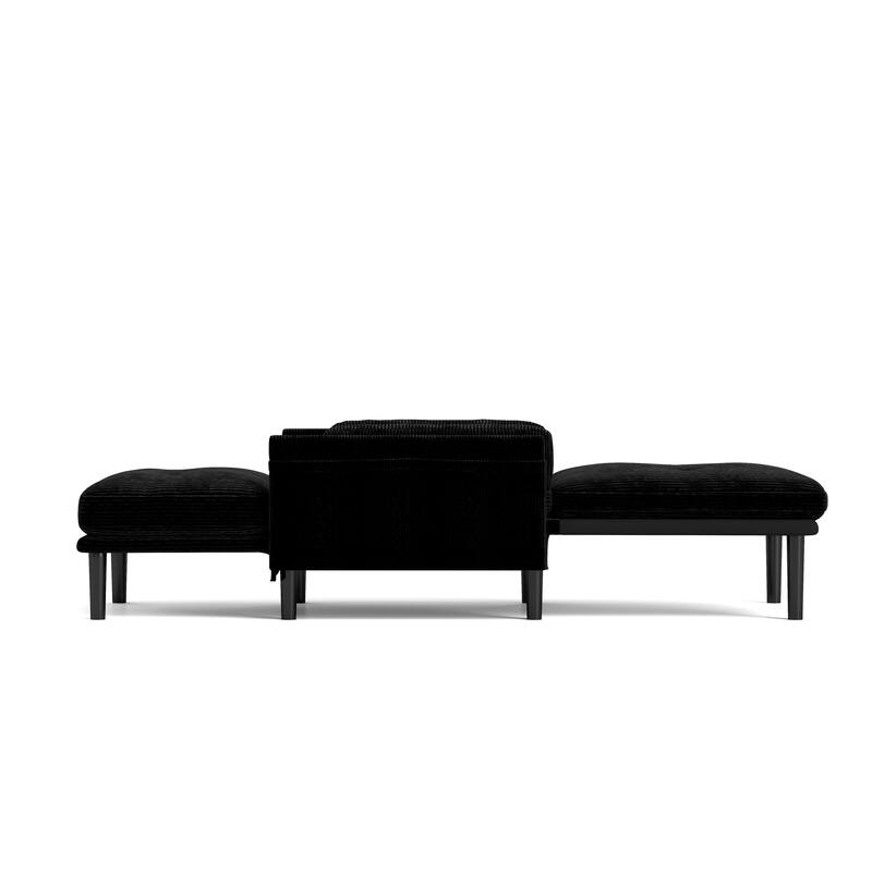 Modern 30.32" Upholstered Buttons Tufted Lounge Chair with Metal Frame and Adjustable Backrest