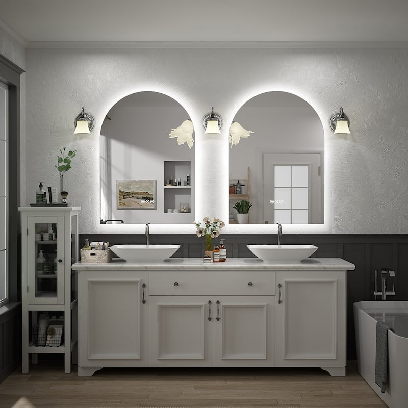 UL Certified Arched LED Anti-fog Tempered Glass Wall Bathroom Vanity Mirror