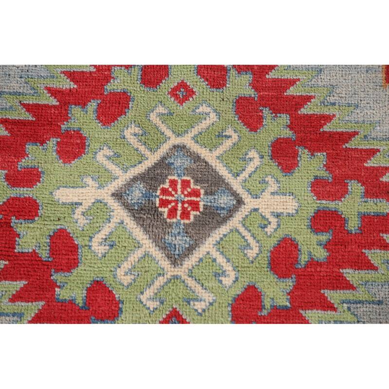 Kazak Living Room Area Rug Hand-Knotted Wool Carpet - 6'9" x 10'1"