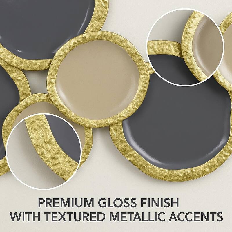 Gold Brown Abstract Ring Metal Wall Art Horizontal Modern Decor 32"