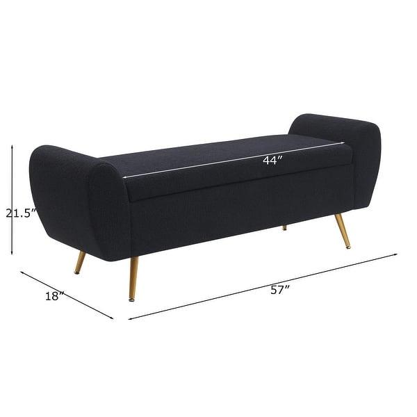 dimension image slide 2 of 20, Upholstered 55"W Flip Top Storage Bench Bedroom Bench Modern End of Bed Bench for Entryway Hallway Window with Gold Legs