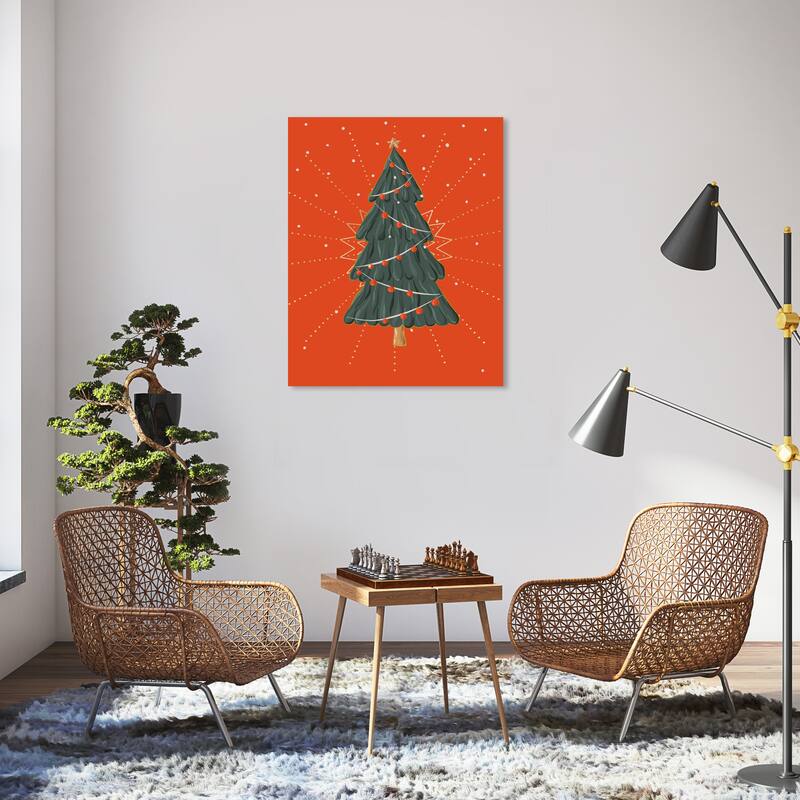 Wynwood Studio Canvas Holiday and Seasonal A Christmas Greeting Card Red Modern & Contemporary Wall Art Canvas Print - 30 x 36