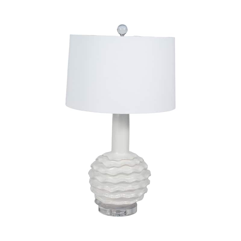 Sagebrook Home 27" White Ceramic Ruffles Table Lamp With Crystal Base - 15" x 16" x 27"