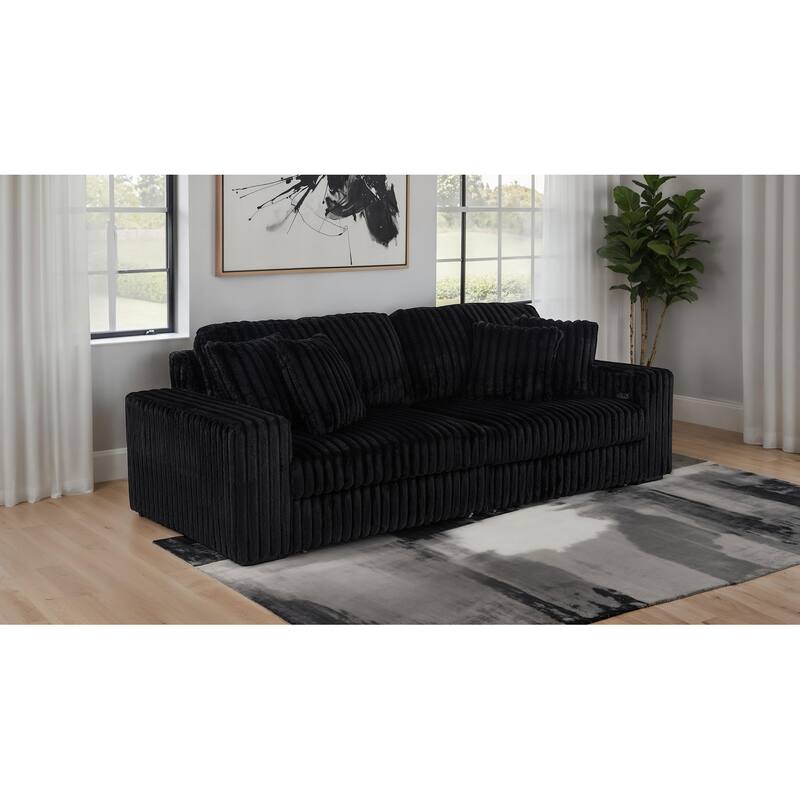 Jacana Corduroy Upholstered Dual Power Chaise Sofa