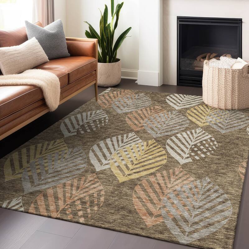 Premium Washable Super Soft Farmhouse Leaves Mayfield Rug