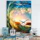 preview thumbnail 4 of 13, Designart 'Colored Ocean Waves Falling Down' Oversized Coastal Wall CLock 30 in. wide x 40 in. high