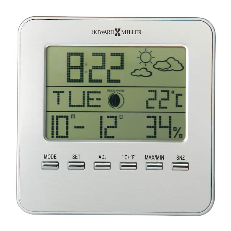 Howard Miller Weather View Modern Sleek Alarm Clock with Weather Information
