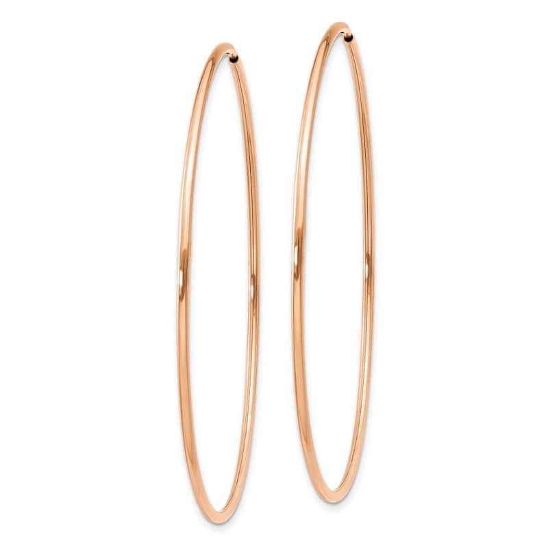 Curata 14k Rose Gold 1.2mm Polished Endless Hoop Earrings - 52.5x53.25mm Wide 1.25mm Thick