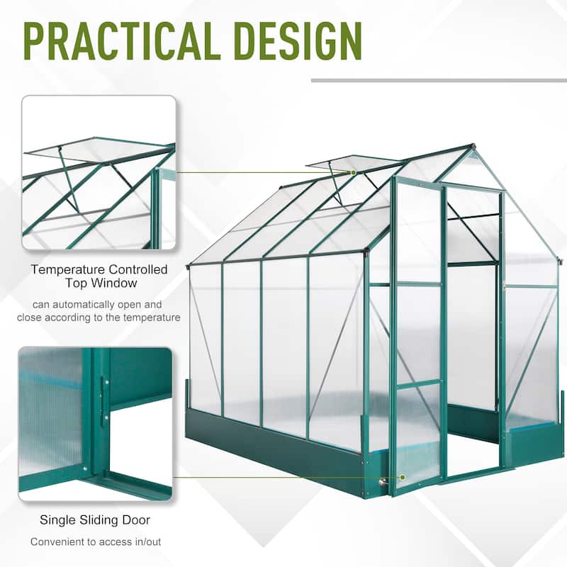 Outsunny Walk-in Plant Greenhouse for Backyard/Outdoor Use with Temperature Controlled Window, Aluminum Frame, PC Board