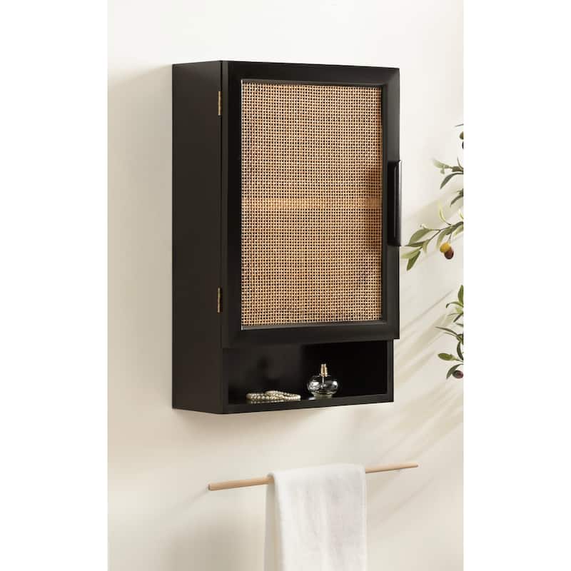 Kate and Laurel Ori Rattan Wall Cabinet with Cubby