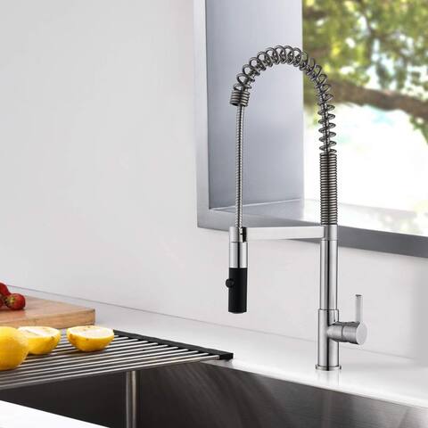 Commercial Modern Single Handle Spring Kitchen Faucet with Deck Plate