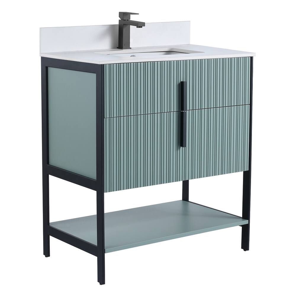 Fine Fixtures Serenity Modern Bathroom Vanity with White Stone Top