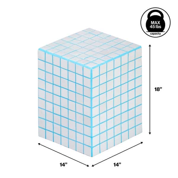 dimension image slide 8 of 11, Callista 18" Modern Bohemian Ceramic Tiled Rectangle End Table - 14 X 14 X 18