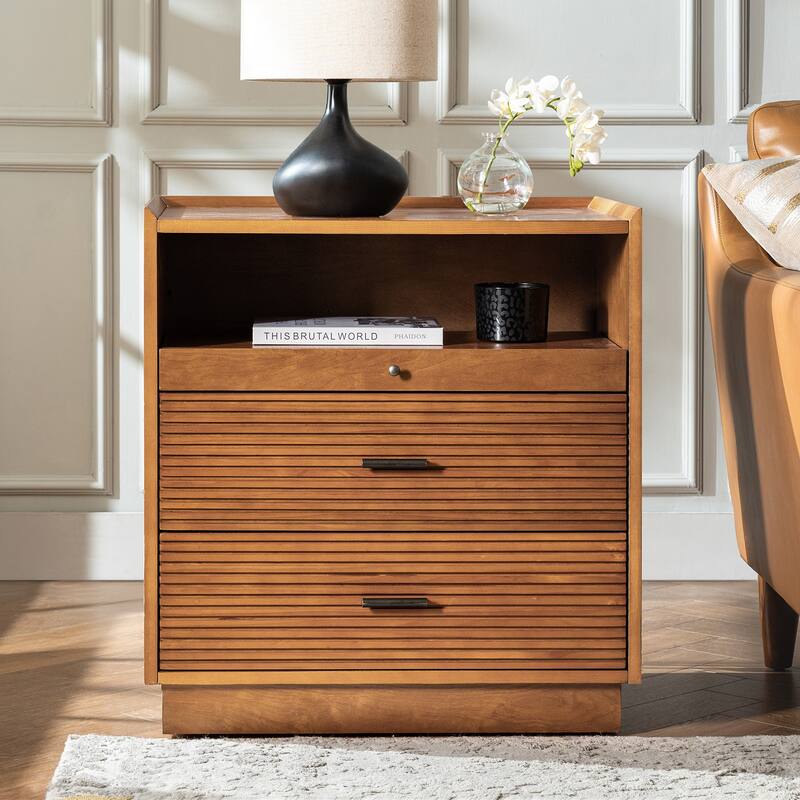 Lorenz Mid-century Modern End Table with Charge Station and LED Light by HULALA HOME