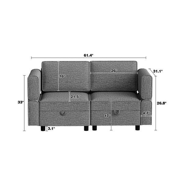 dimension image slide 1 of 9, Loveseat Sofa with Storage Seat