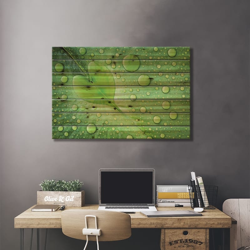 Heart Print On Wood by Patrick Foto - Multi-Color