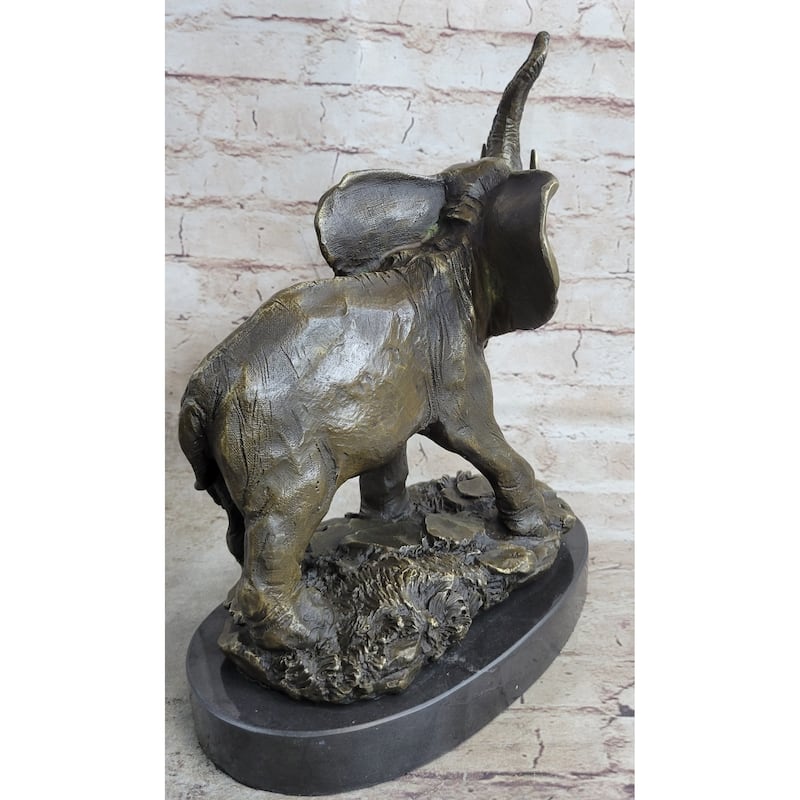 Bronze Metal Elephant Statue Sculpture Figure Figurine 12 Inches X 14 Inches