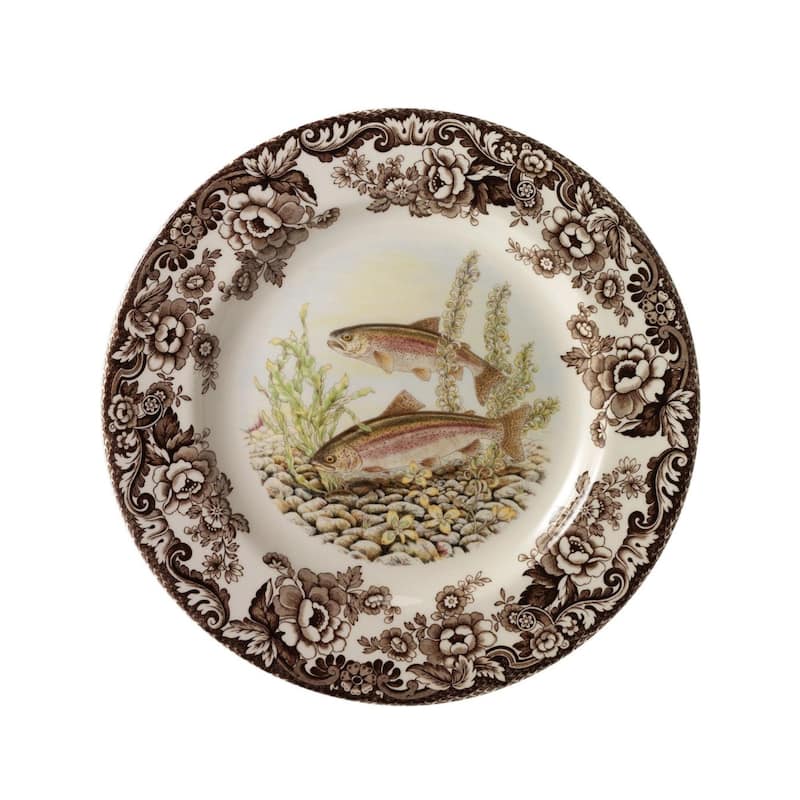 Spode Woodland Fish Motif 8 Plate - 8 in - Trout Fish